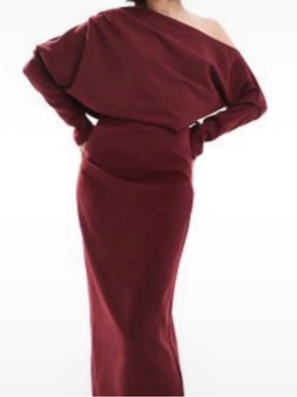 One-Shoulder Mermaid Dress in Deep Burgundy
